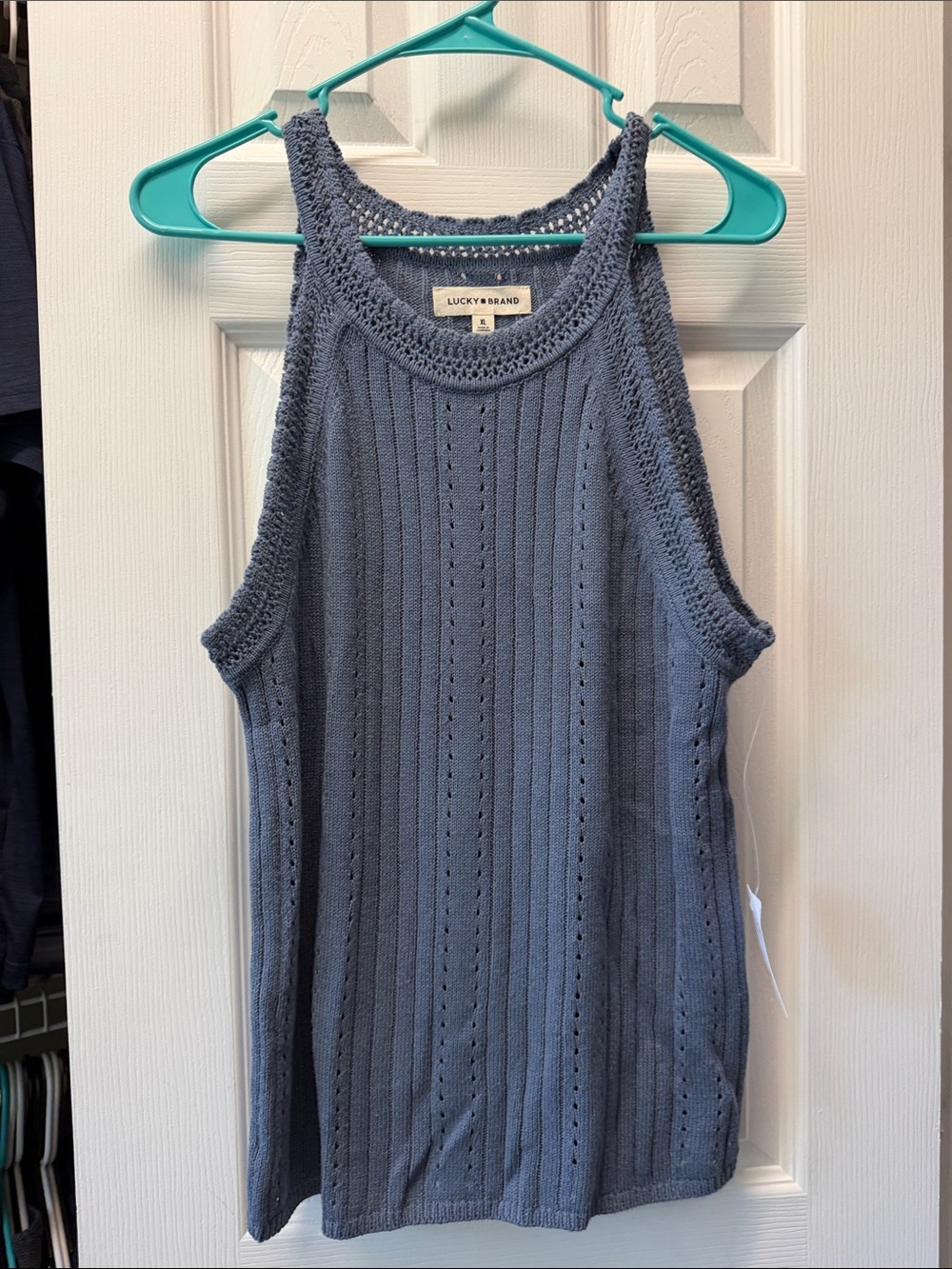Lucky Brand Dusty Blue Ribbed Knit Tank